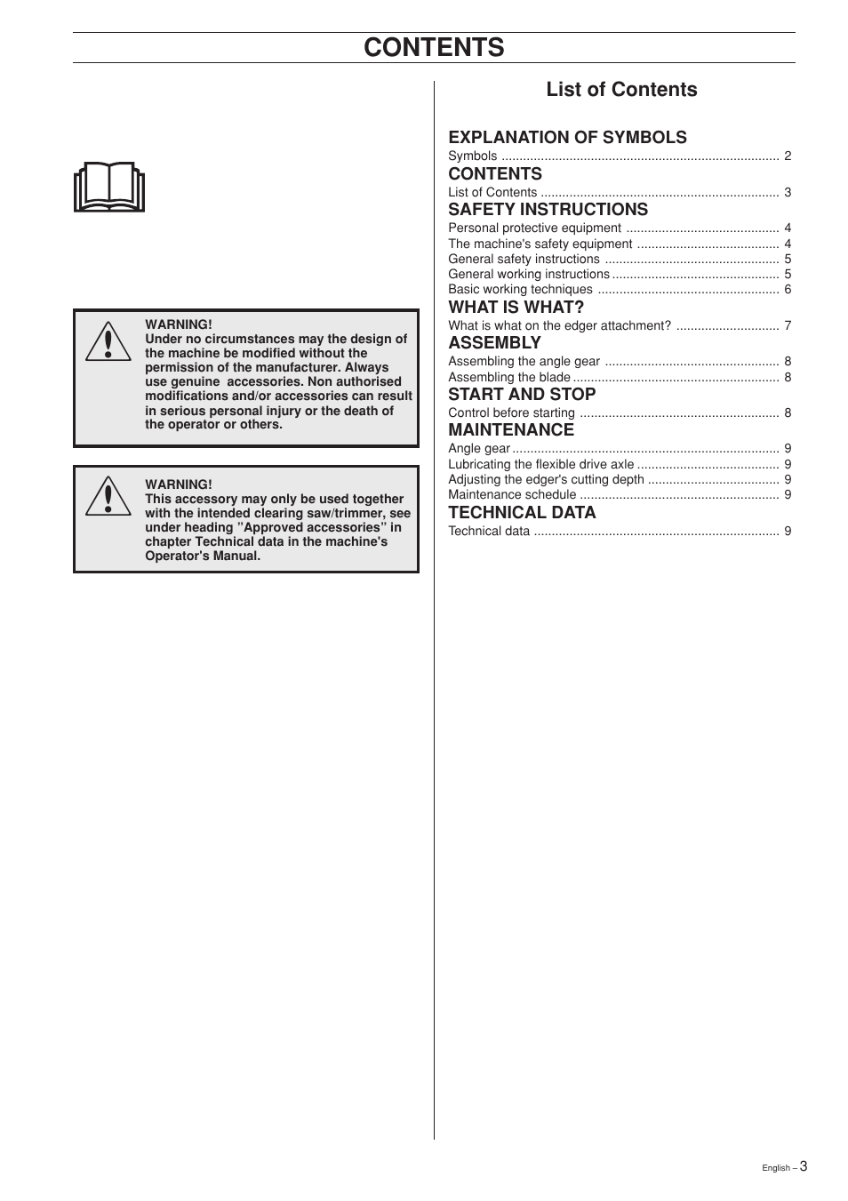 Husqvarna Edger Attachment User Manual | Page 3 / 28