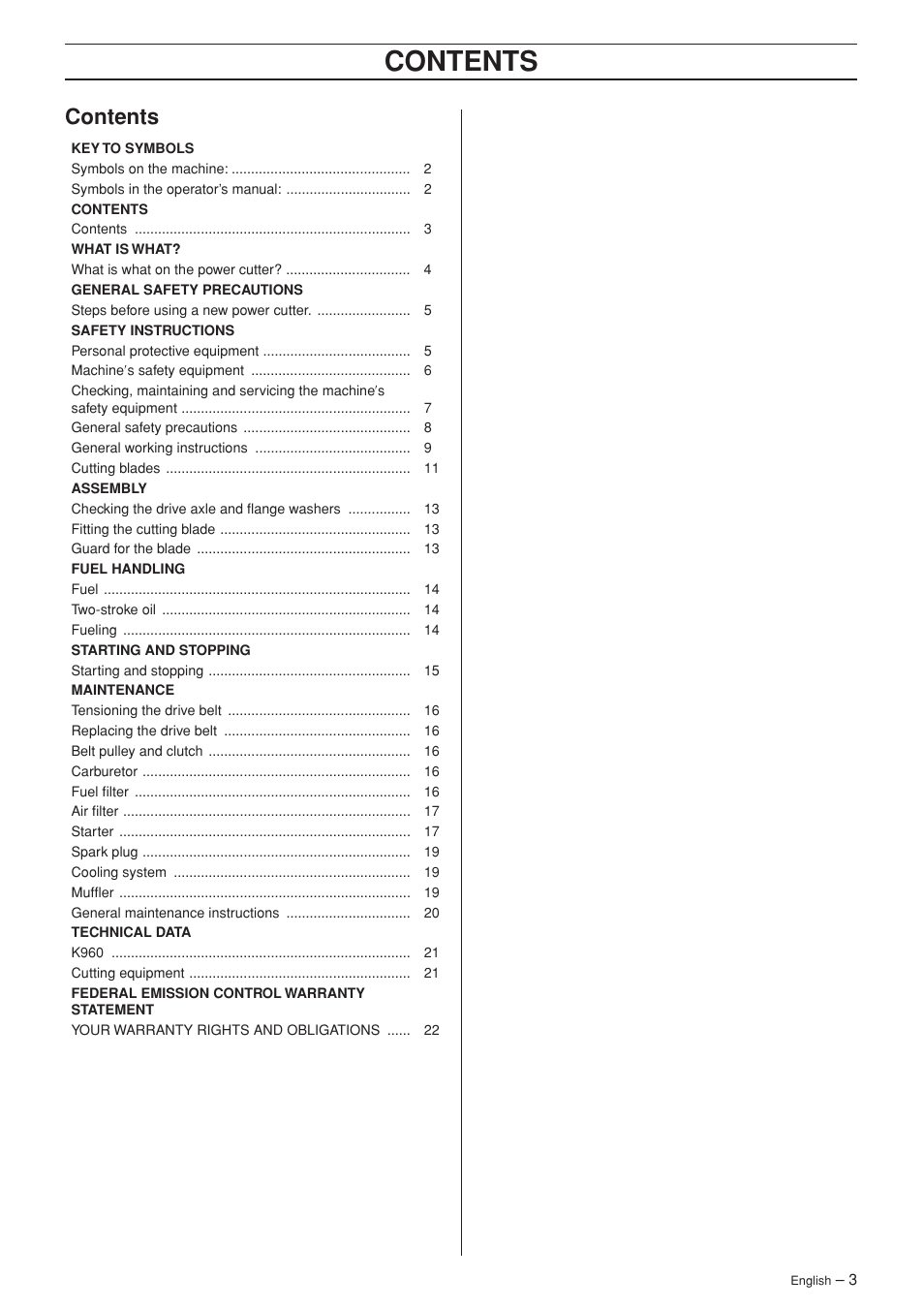 Husqvarna K960 User Manual | Page 3 / 24