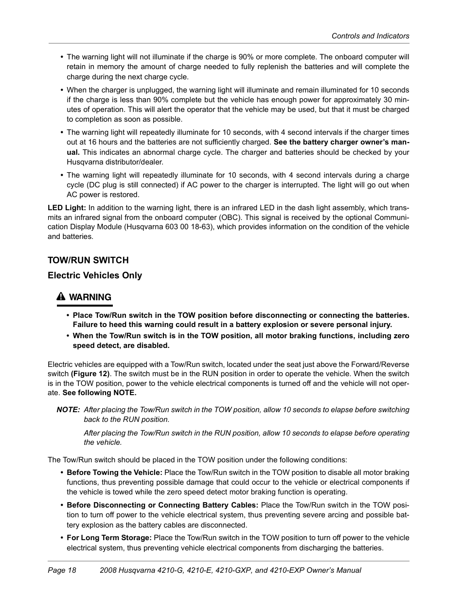 Tow/run switch | Husqvarna FOREST AND GARDEN HUV4210-G User Manual | Page 20 / 64