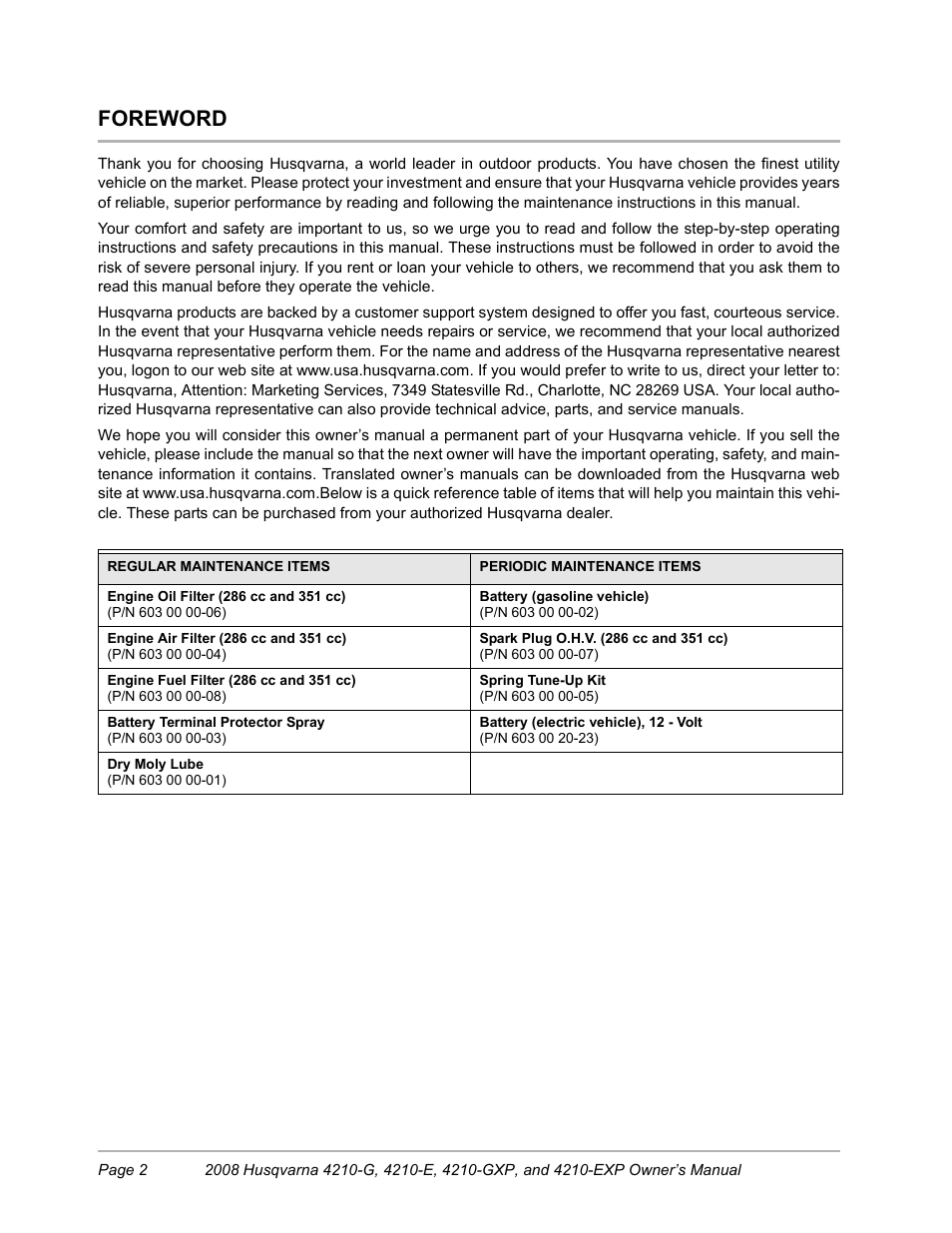 Foreword | Husqvarna FOREST AND GARDEN HUV4210-G User Manual | Page 4 / 64