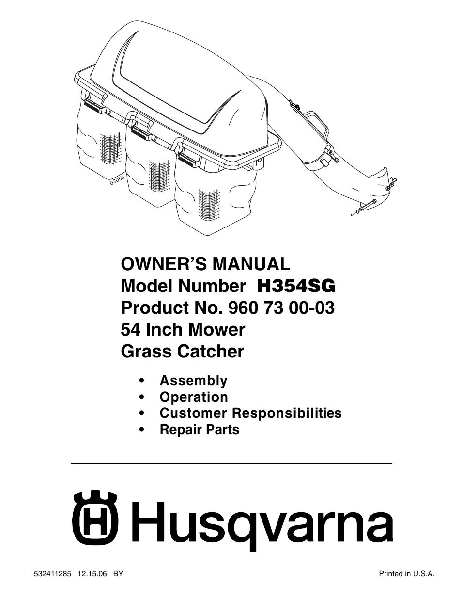 Husqvarna H354SG User Manual | 10 pages