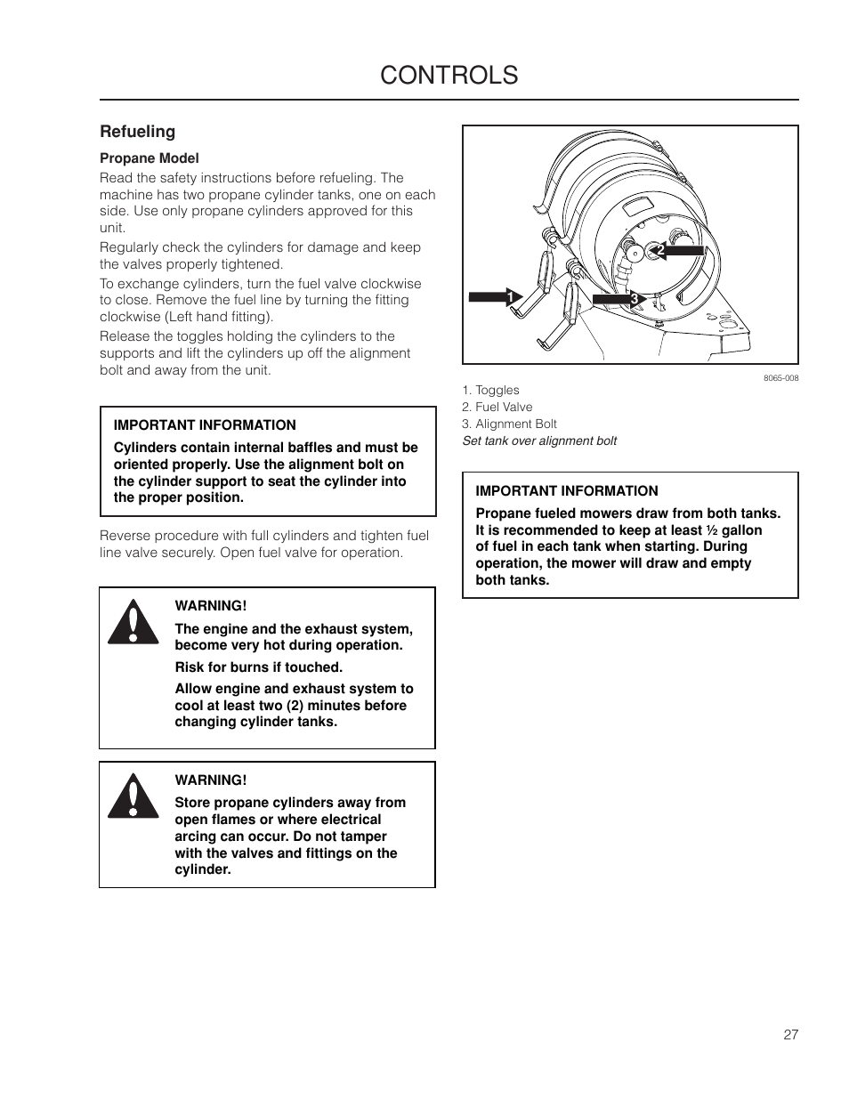 Propane model, Controls | Husqvarna 966061401 User Manual | Page 27 / 80