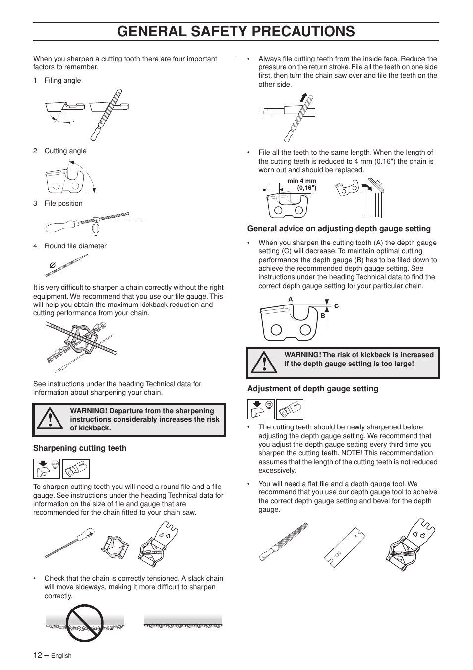 General safety precautions | Husqvarna TAC 345e User Manual | Page 12 / 44
