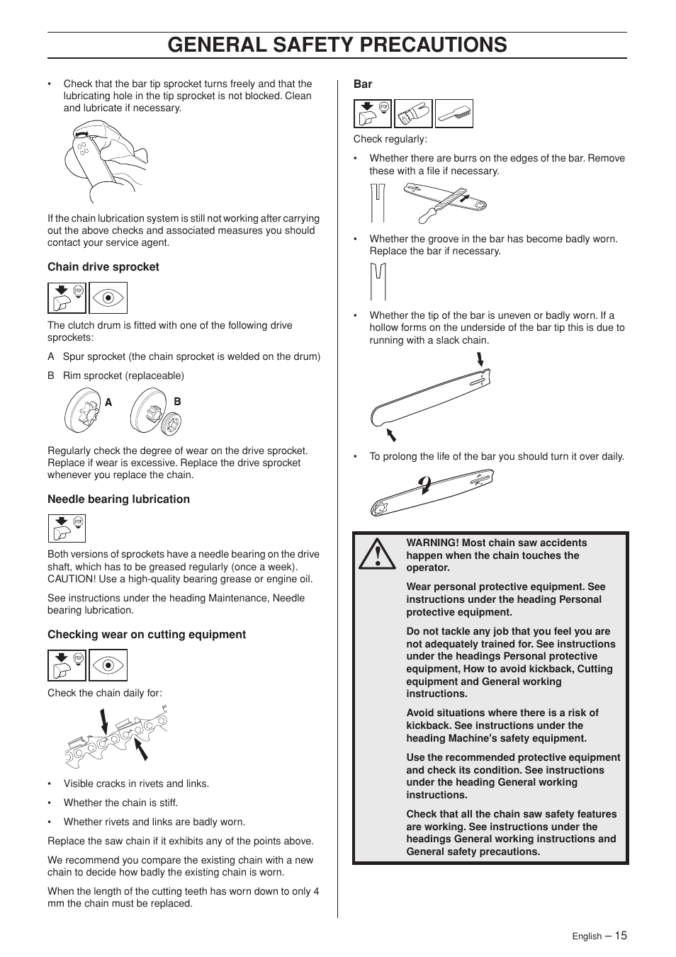 General safety precautions | Husqvarna TAC 345e User Manual | Page 15 / 44
