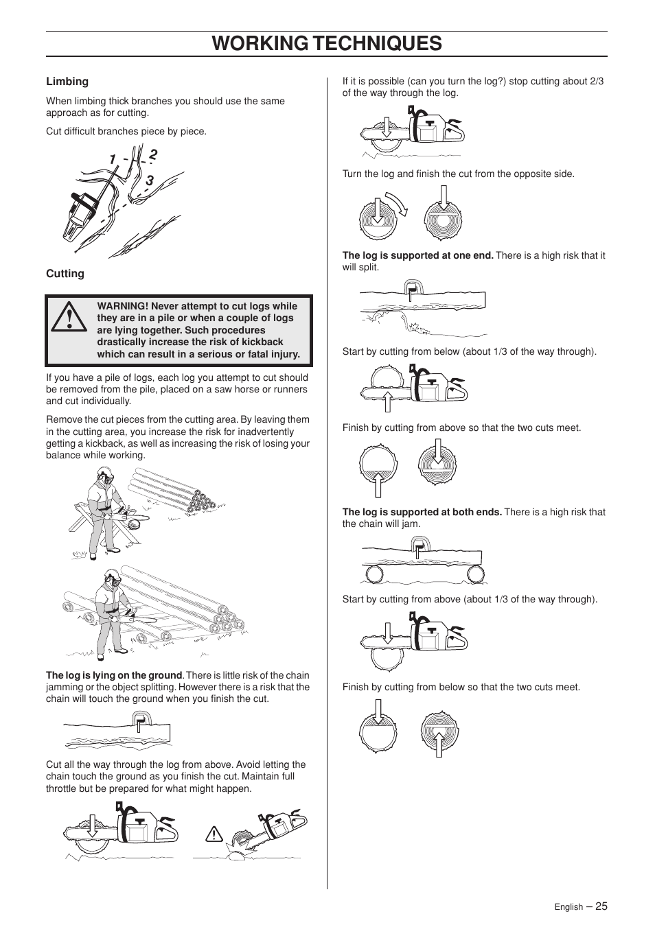Working techniques | Husqvarna TAC 345e User Manual | Page 25 / 44