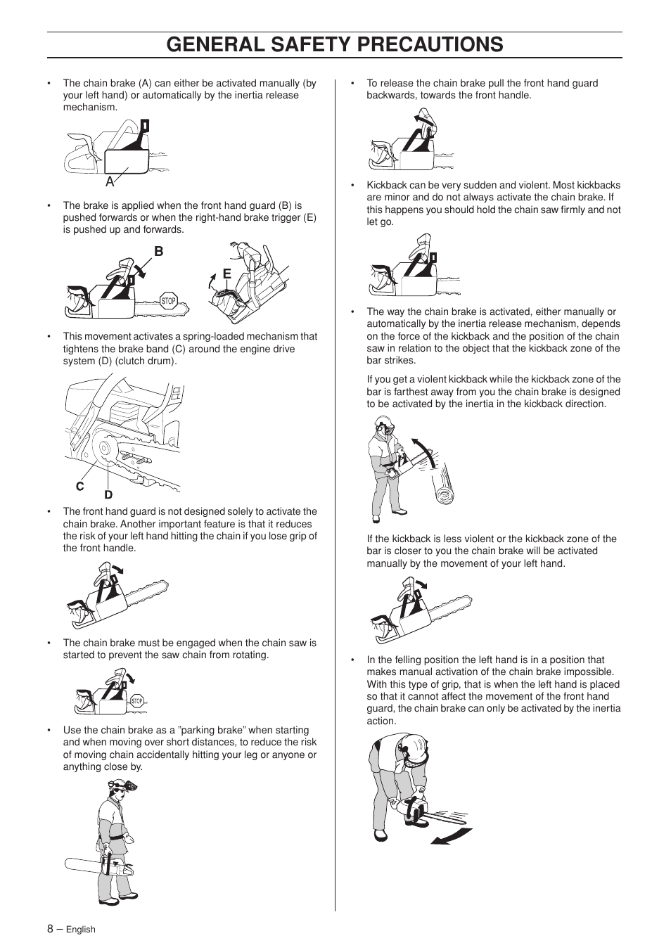 General safety preca utions | Husqvarna TAC 345e User Manual | Page 8 / 44