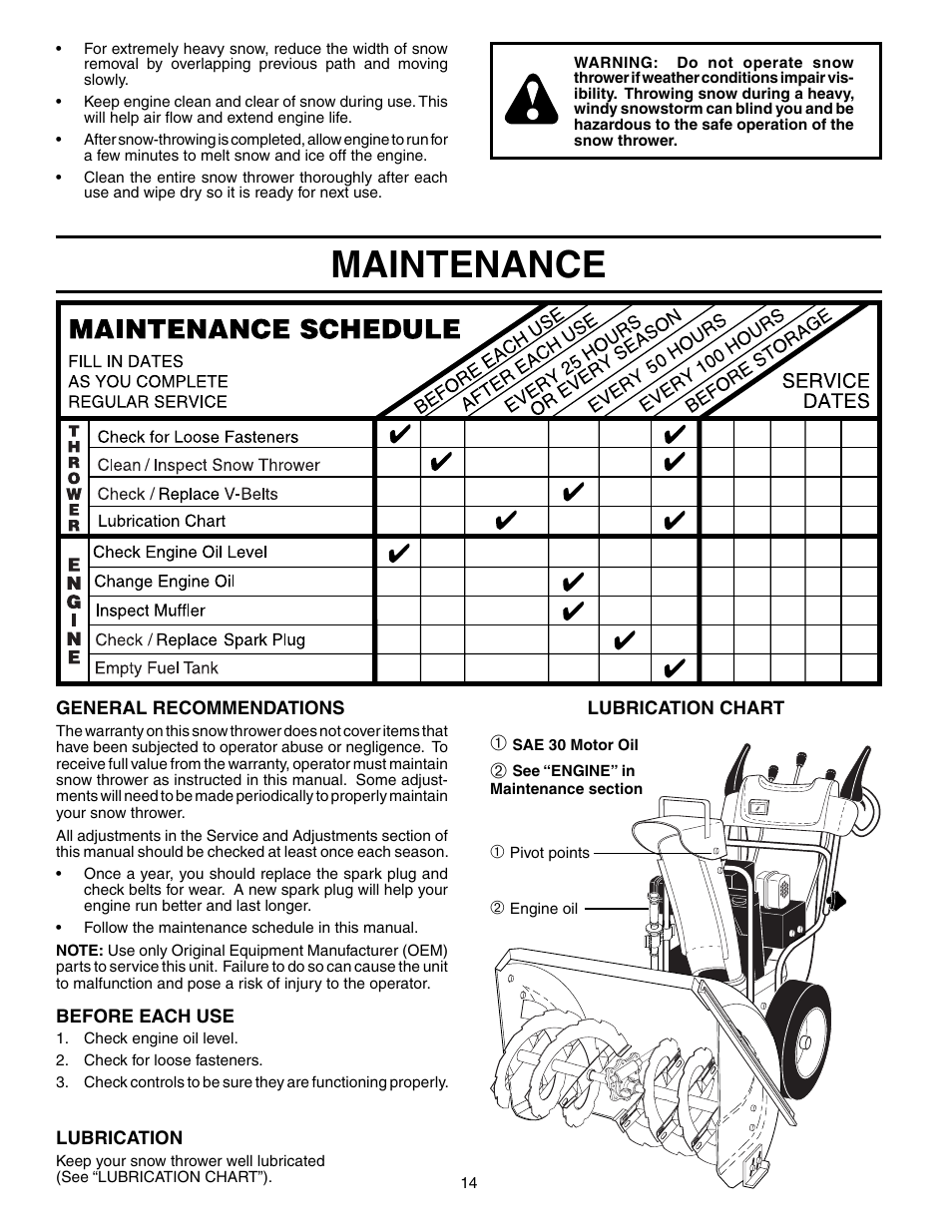 Maintenance | Husqvarna 1130STE XP User Manual | Page 14 / 32