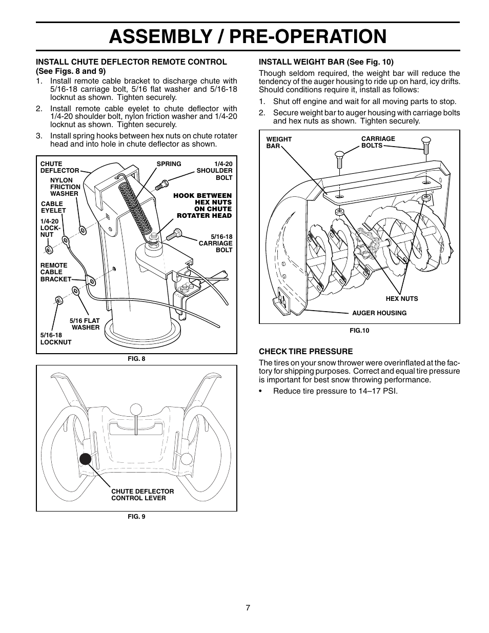 Assembly / pre-operation | Husqvarna 1130STE XP User Manual | Page 7 / 32