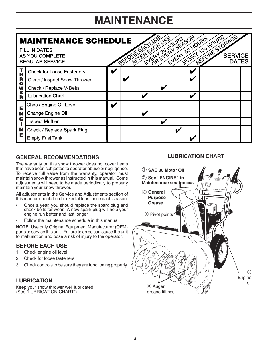 Maintenance | Husqvarna 12527HV User Manual | Page 14 / 24