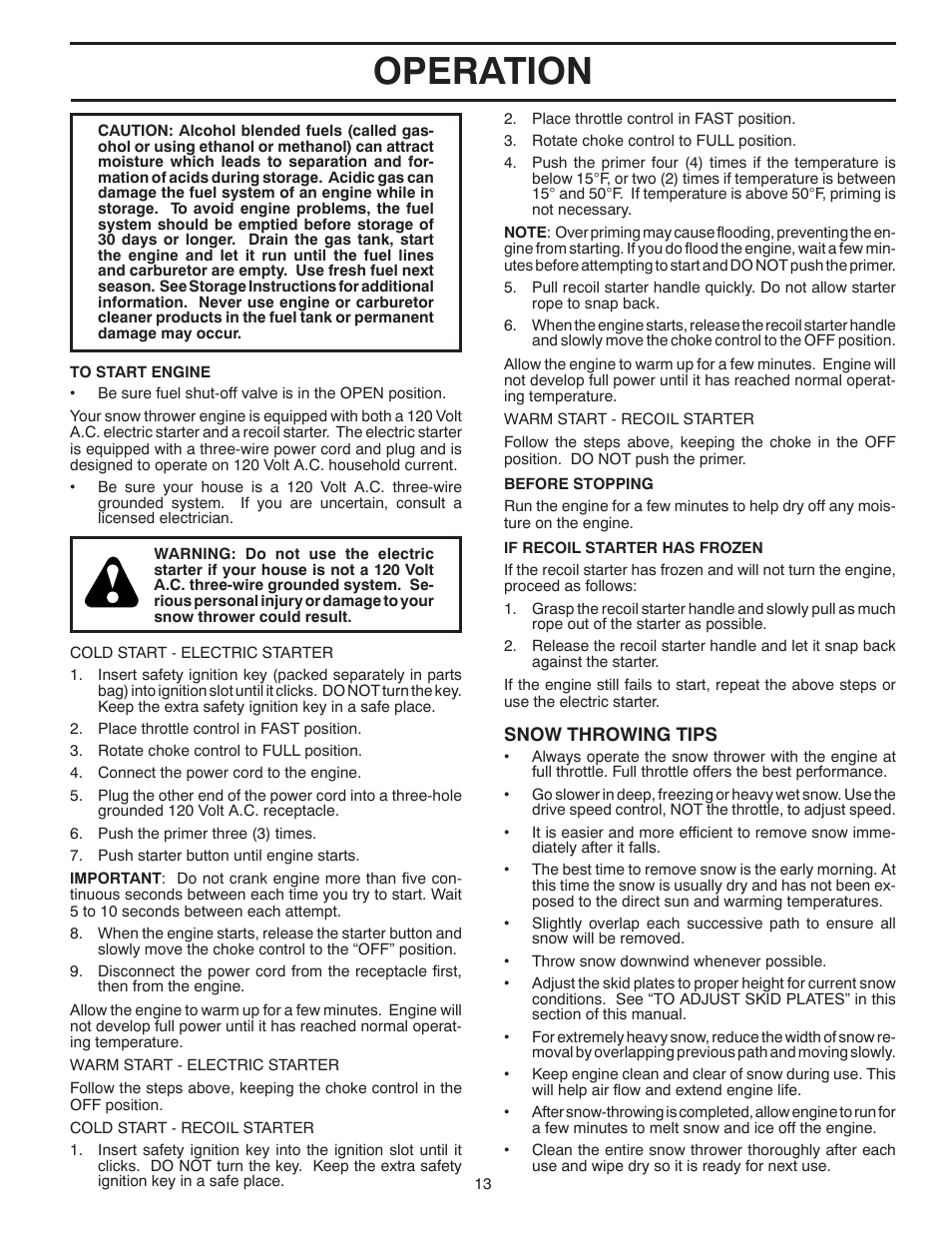 Operation | Husqvarna 1130SB-XLS User Manual | Page 13 / 40