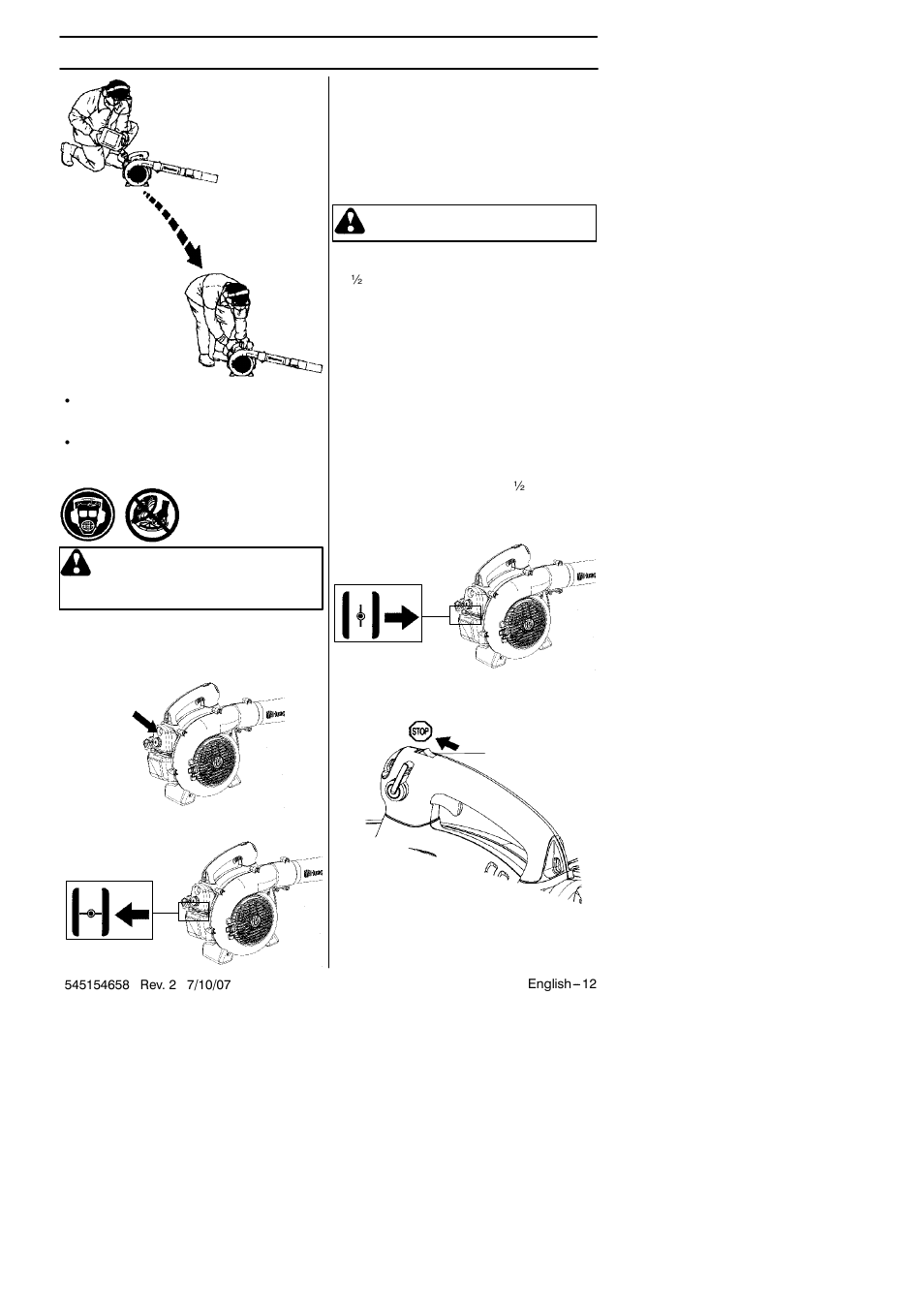 Starting and stopping | Husqvarna 125B User Manual | Page 12 / 47