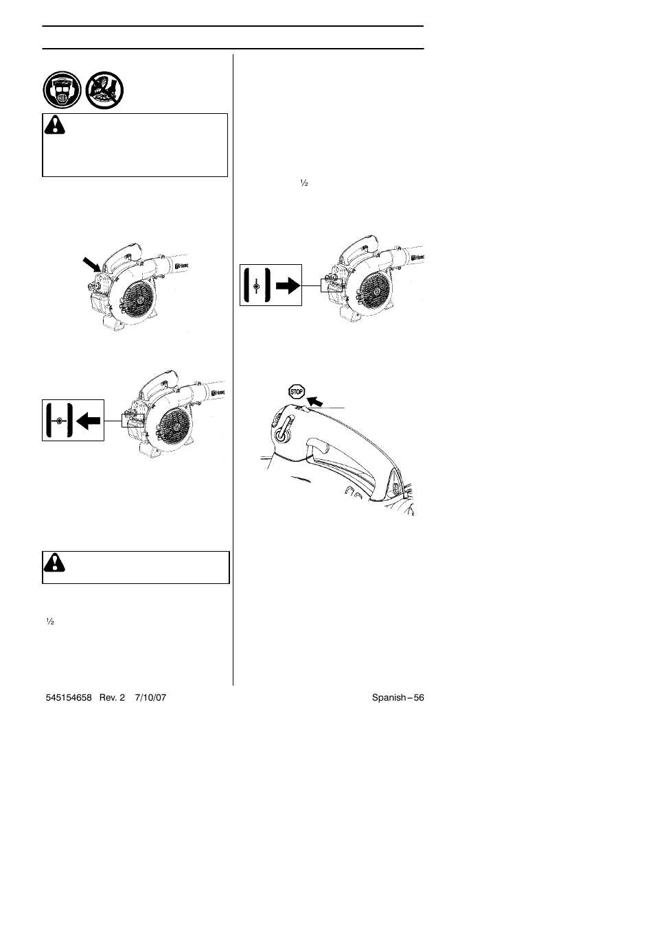 Arranque y parada | Husqvarna 125B User Manual | Page 35 / 47