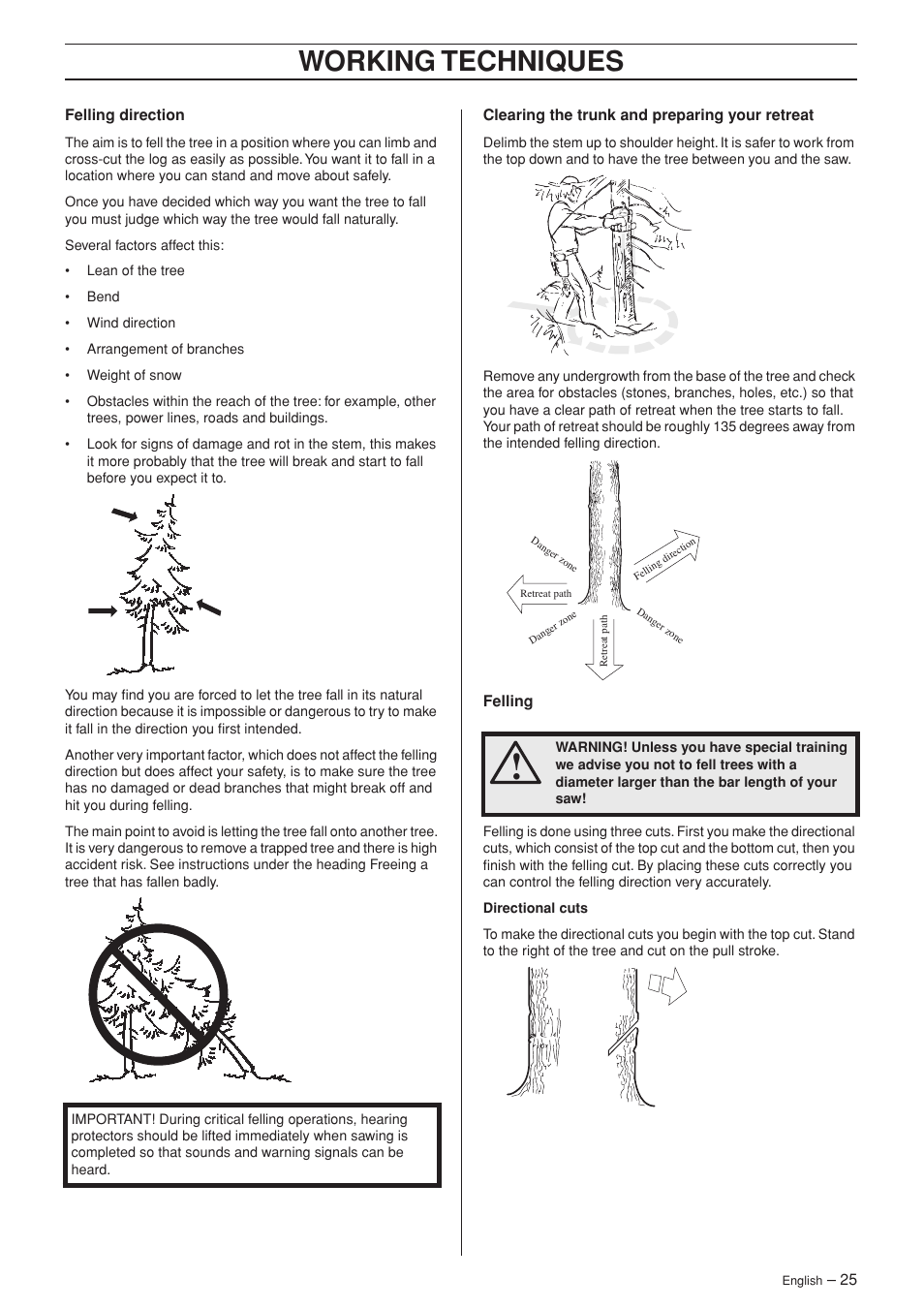 Working techniques | Husqvarna 346XP/ 351 User Manual | Page 25 / 44