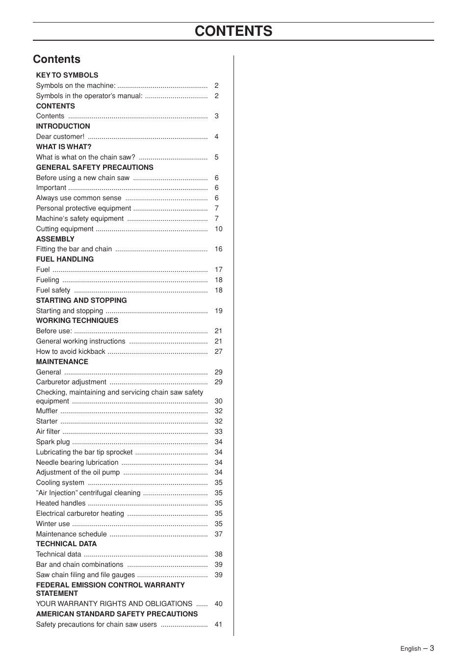 Husqvarna 346XP/ 351 User Manual | Page 3 / 44