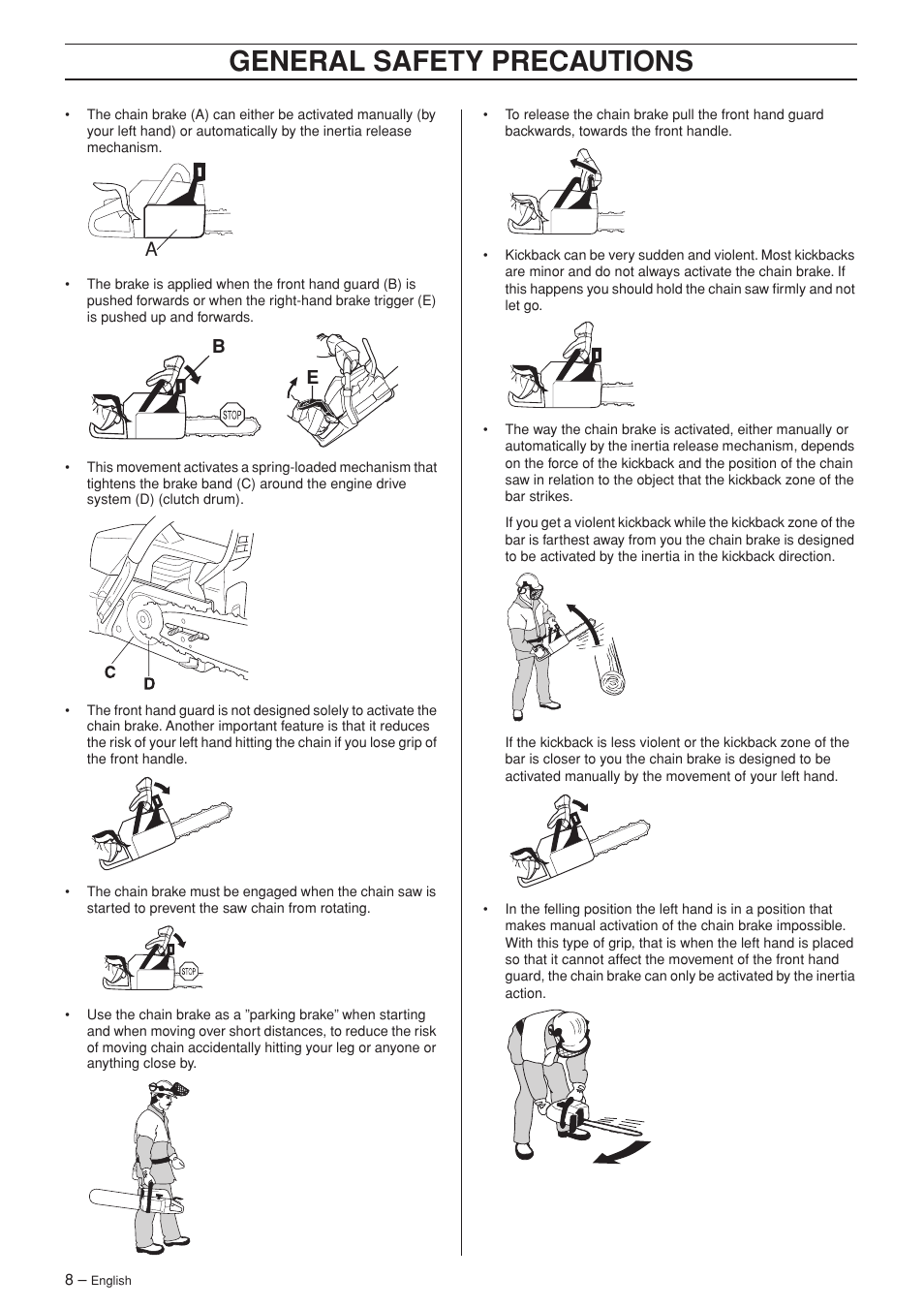 General safety precautions, Ab e | Husqvarna 346XP/ 351 User Manual | Page 8 / 44