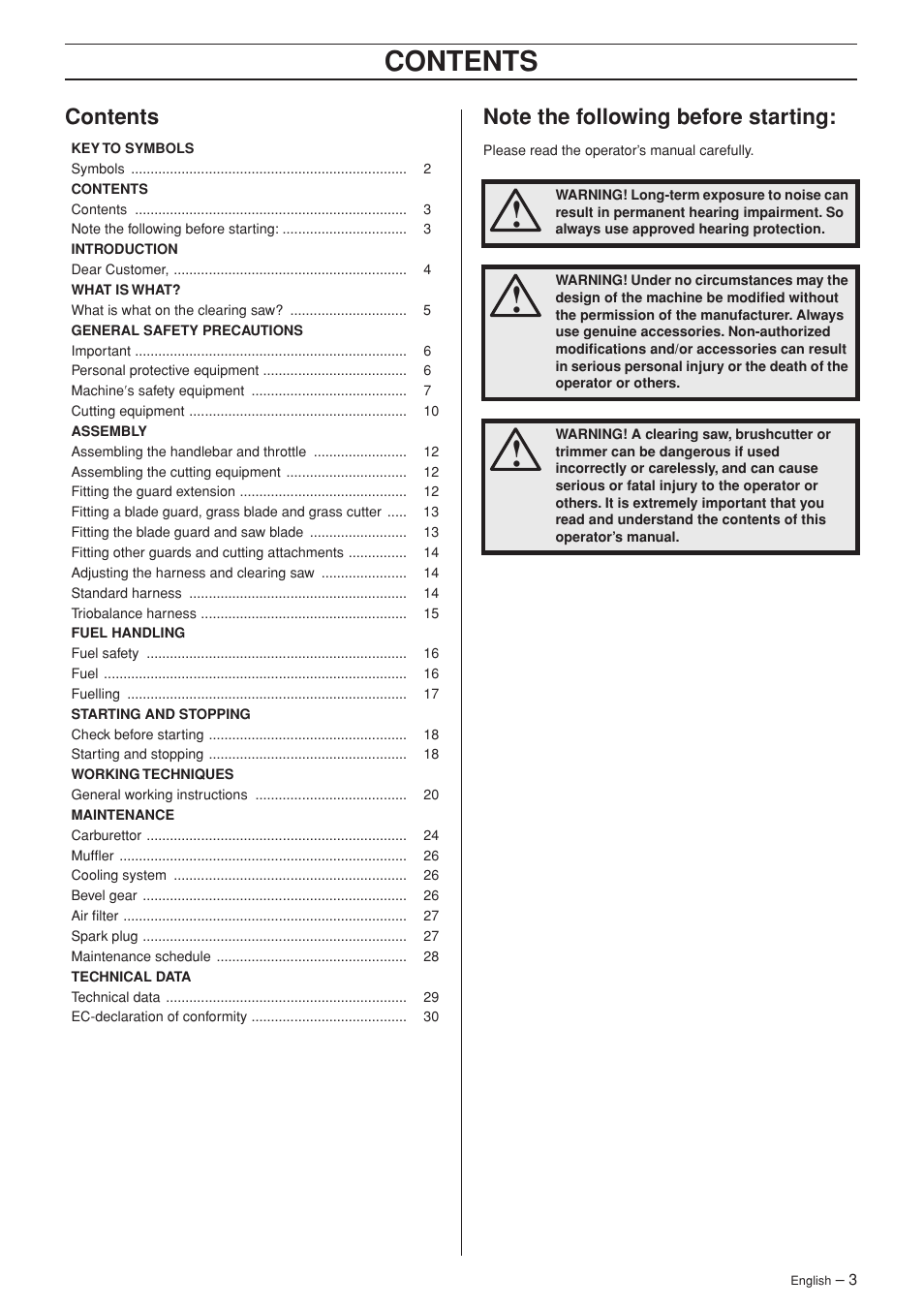 Husqvarna 335RX-Series User Manual | Page 3 / 40