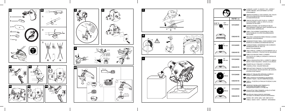 E5 1 2 3, H2 g h i1 i2 l, 34/40 cc | Husqvarna 953900746 User Manual | Page 3 / 12