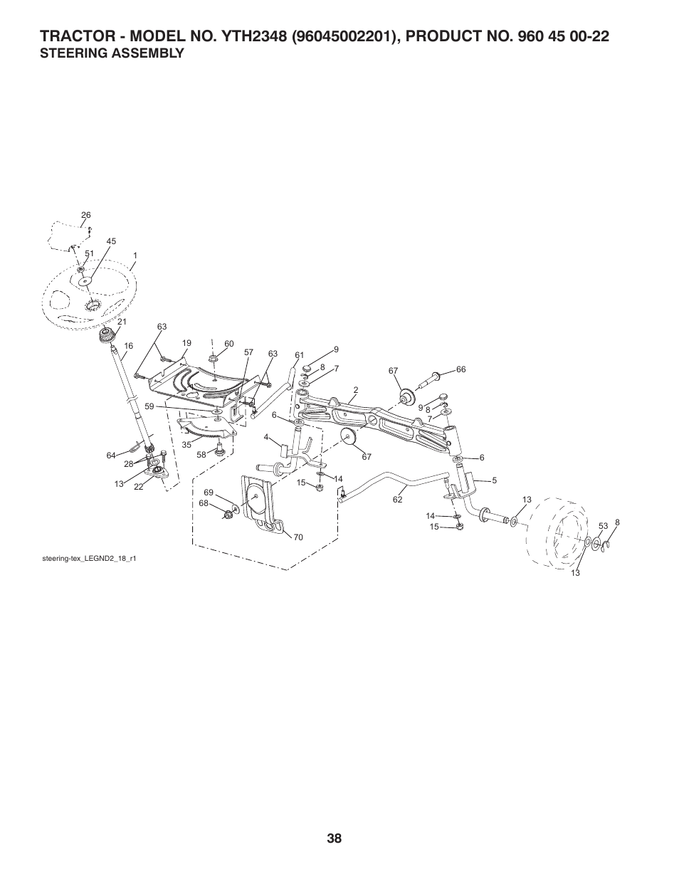 Steering assembly | Husqvarna 532 43 62-68 User Manual | Page 38 / 48