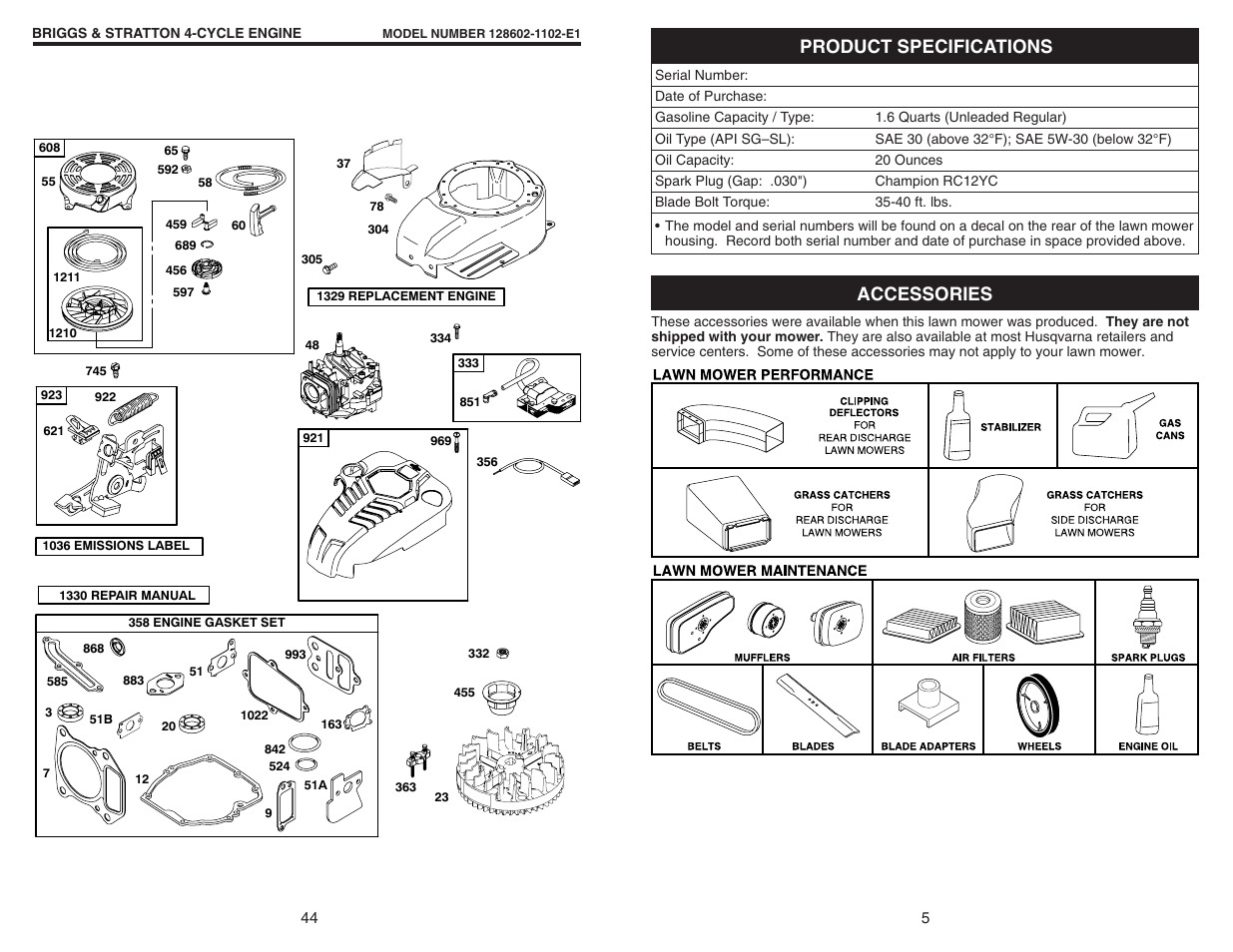 Product specifications accessories | Husqvarna 917.374456 User Manual | Page 5 / 24