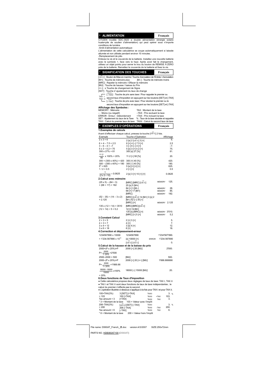 CITIZEN SDC-3920 User Manual | Page 3 / 16
