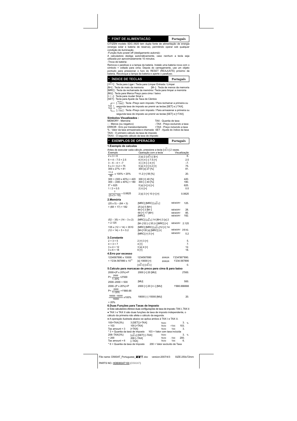 CITIZEN SDC-3920 User Manual | Page 5 / 16