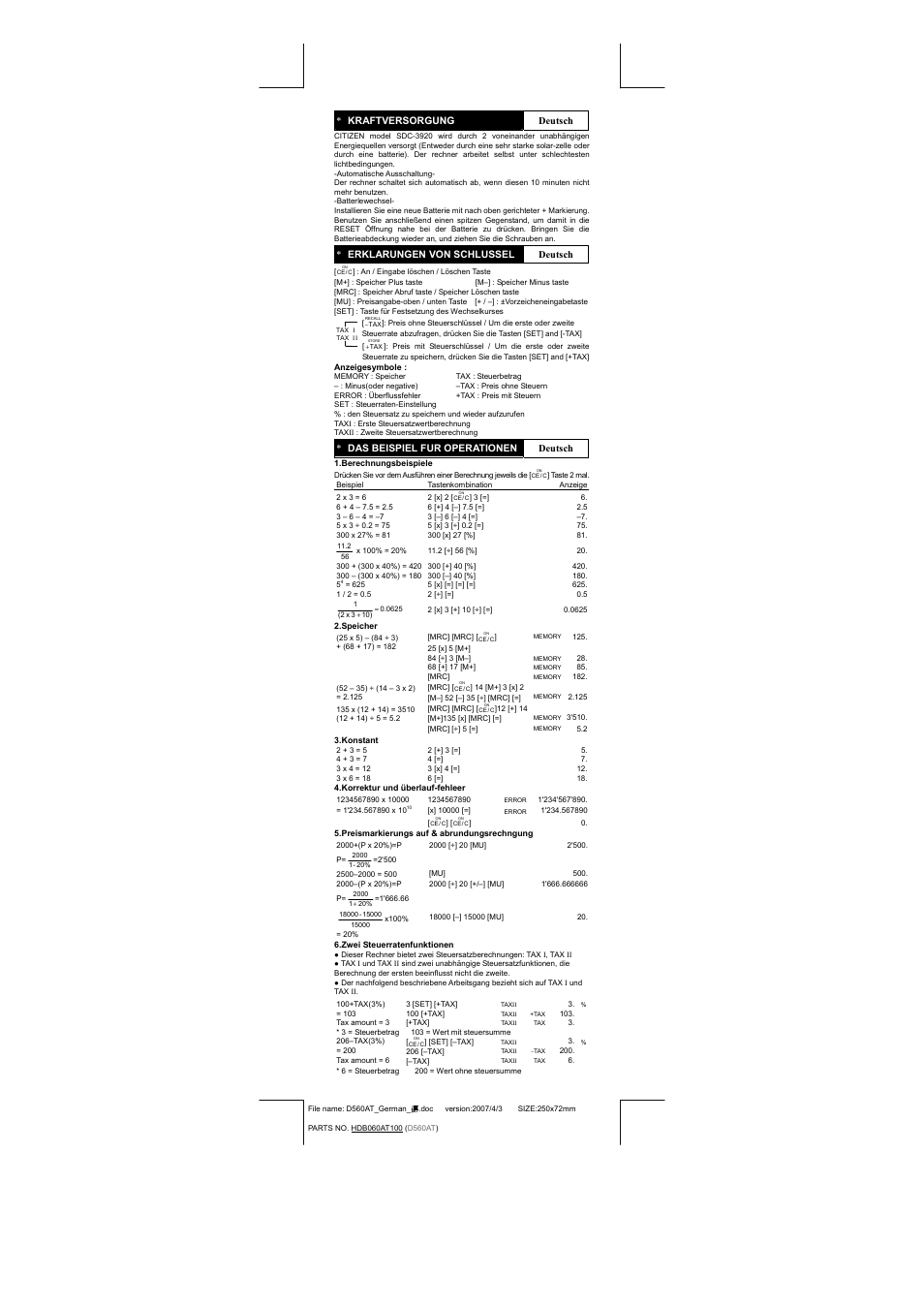 CITIZEN SDC-3920 User Manual | Page 6 / 16