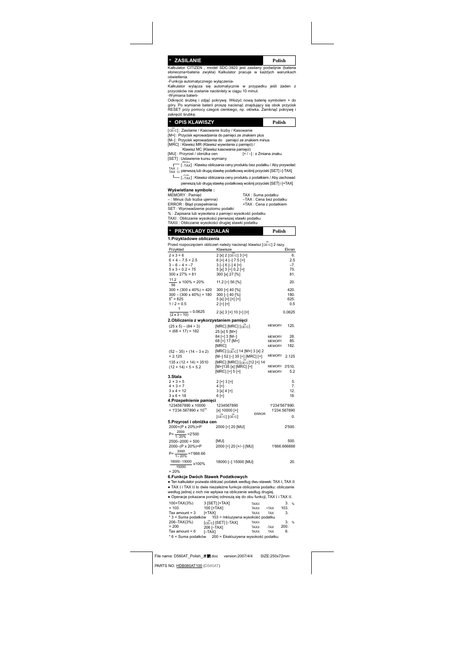 CITIZEN SDC-3920 User Manual | Page 8 / 16