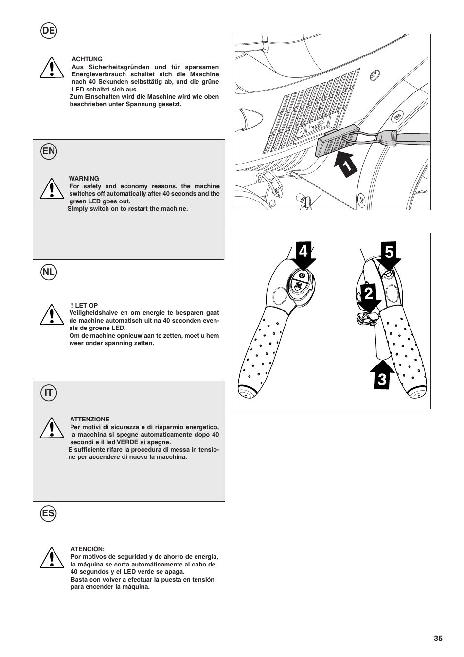 De en nl it es | Husqvarna TB1000 User Manual | Page 36 / 44