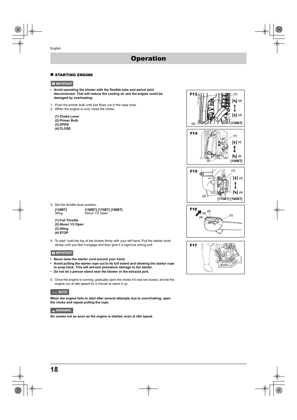 Operation | Husqvarna 150BT User Manual | Page 18 / 22