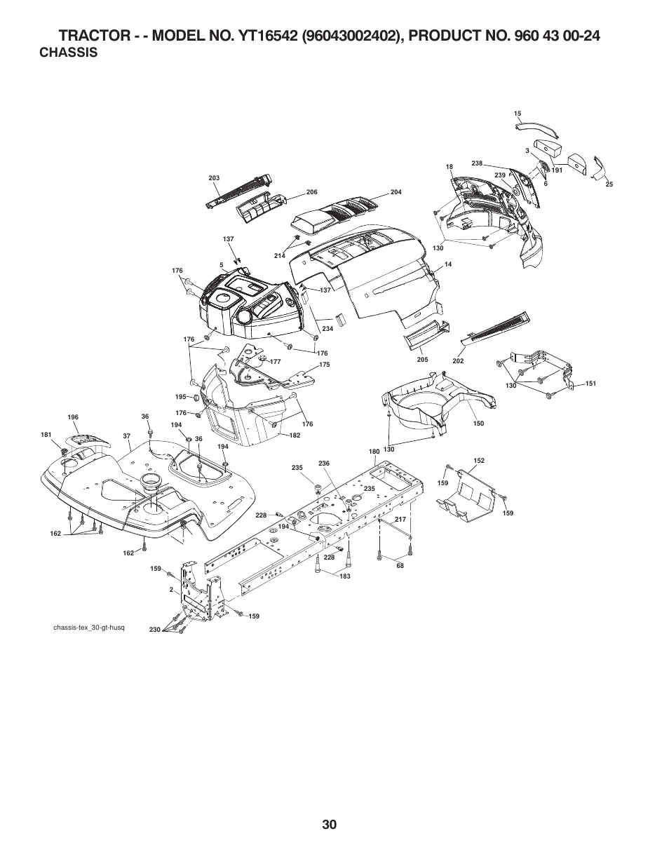 Chassis | Husqvarna 96043002402 User Manual | Page 30 / 44