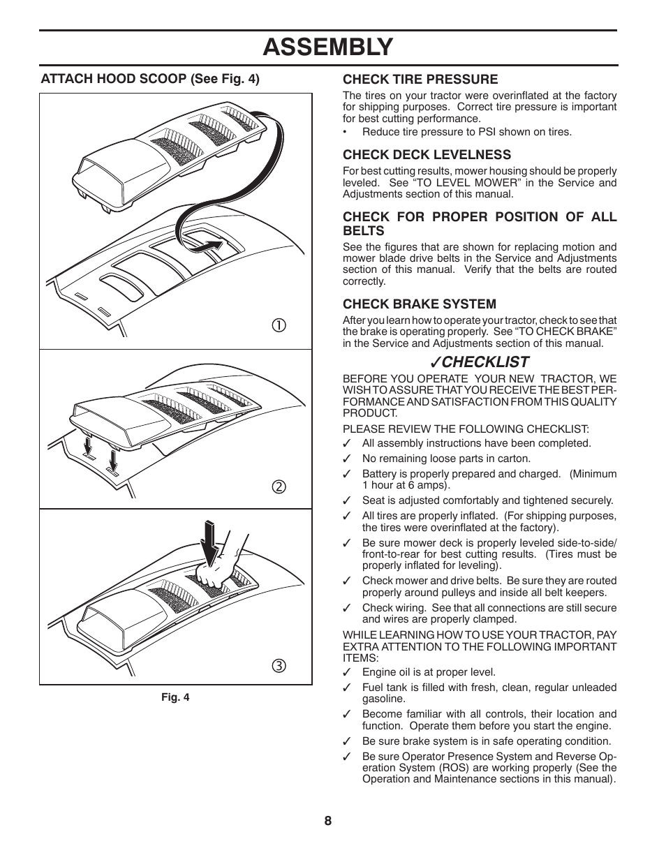 Assembly, Checklist | Husqvarna 96043002402 User Manual | Page 8 / 44