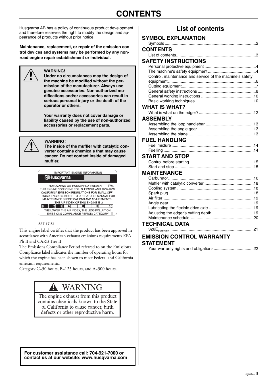 Husqvarna 326EX User Manual | Page 3 / 24