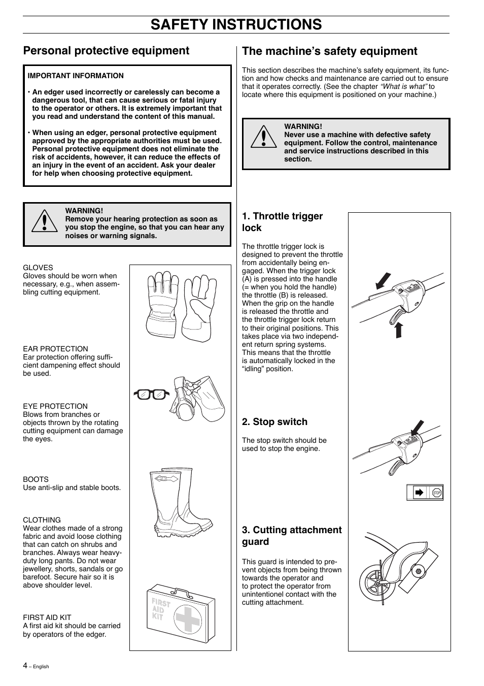 Safety instructions | Husqvarna 326EX User Manual | Page 4 / 24