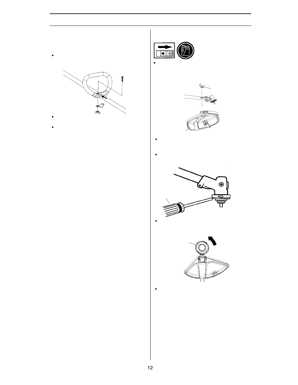 Assembly, Itting the trimmer guard and trimmer head, Fitting the loop handle | Husqvarna 124L User Manual | Page 12 / 22