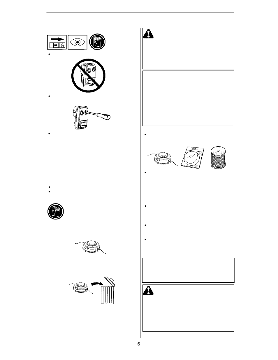 Safety instructions, Warning | Husqvarna 124L User Manual | Page 6 / 22