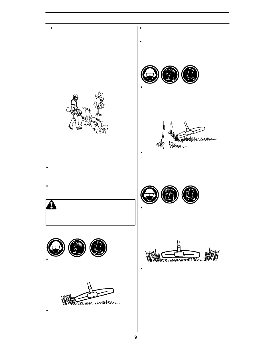 Safety instructions, Basic working techniques, Warning | Husqvarna 124L User Manual | Page 9 / 22