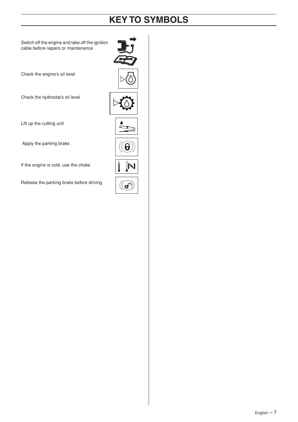 Key t o symbols | Husqvarna 15V2 AWD User Manual | Page 7 / 36