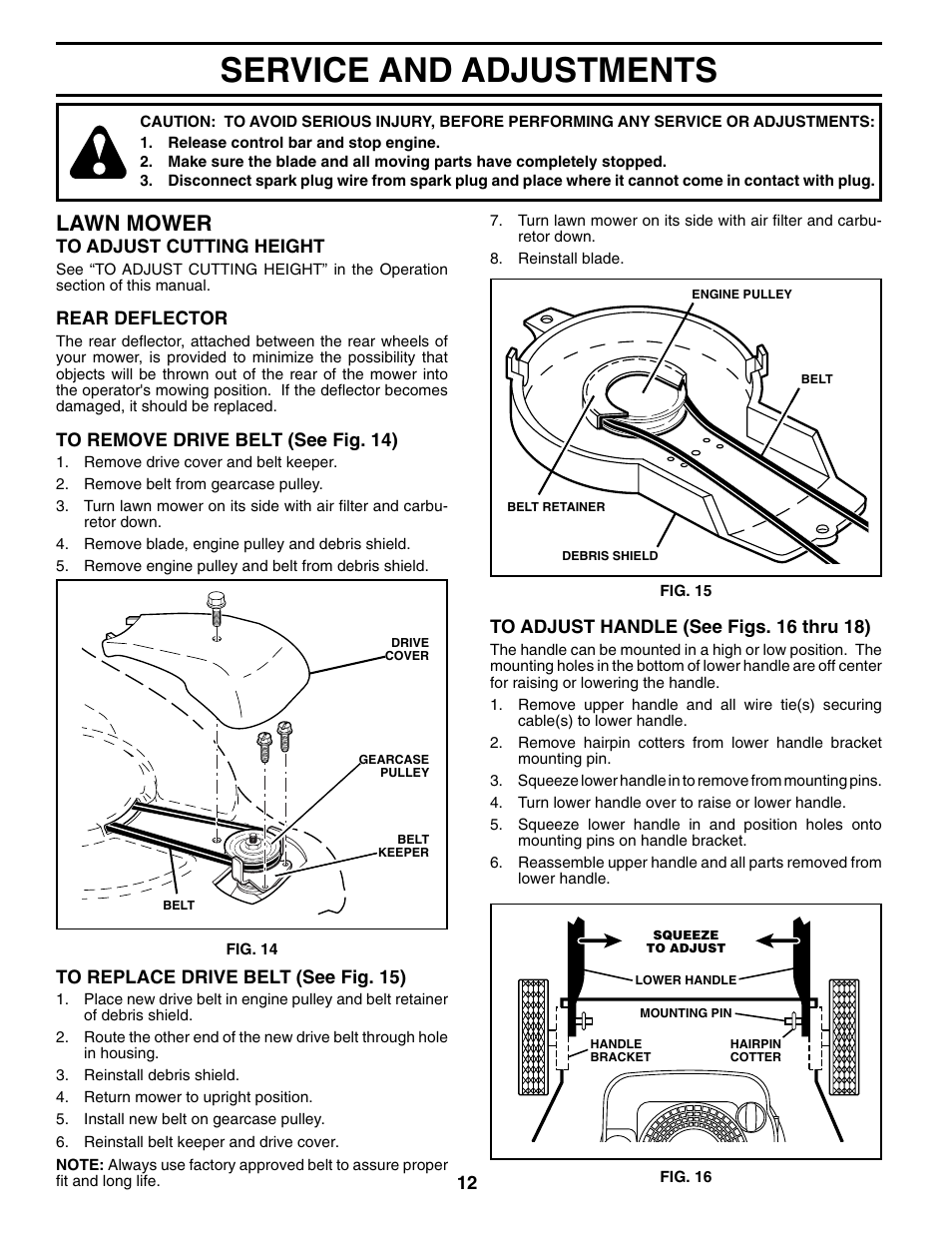 Service & adjustments, Service and adjustments, Lawn mower | Husqvarna 65021ES User Manual | Page 12 / 20