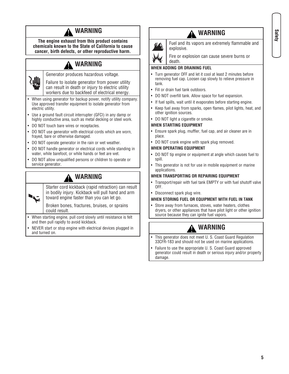 Warning | Husqvarna 1055 GN User Manual | Page 5 / 29