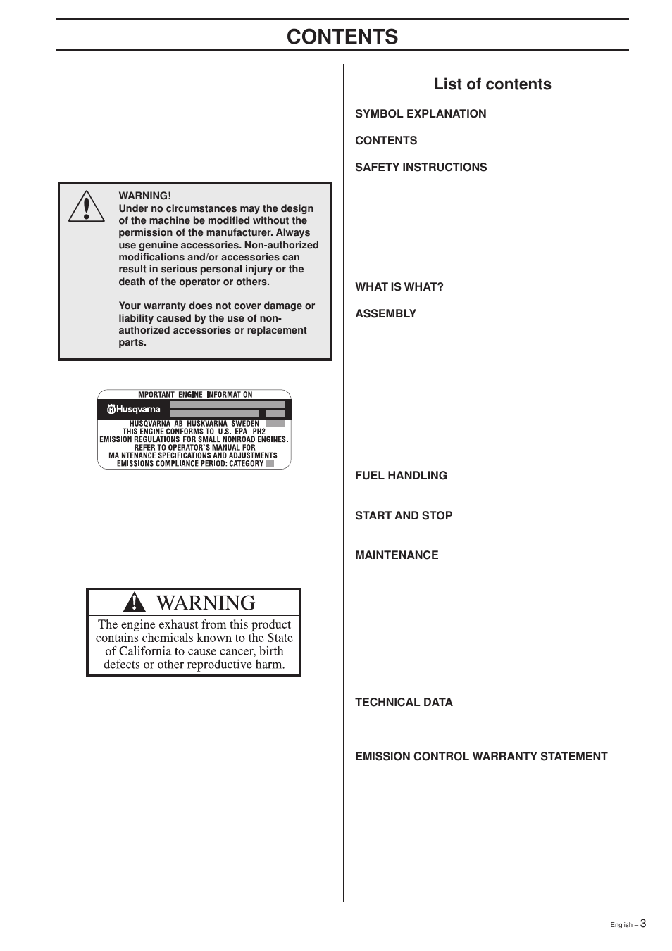 Husqvarna 323R  EN User Manual | Page 3 / 44