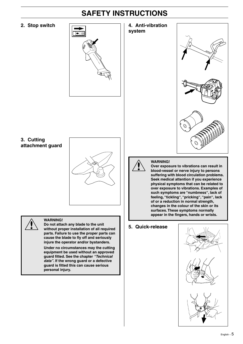 Safety instructions | Husqvarna 323R  EN User Manual | Page 5 / 44
