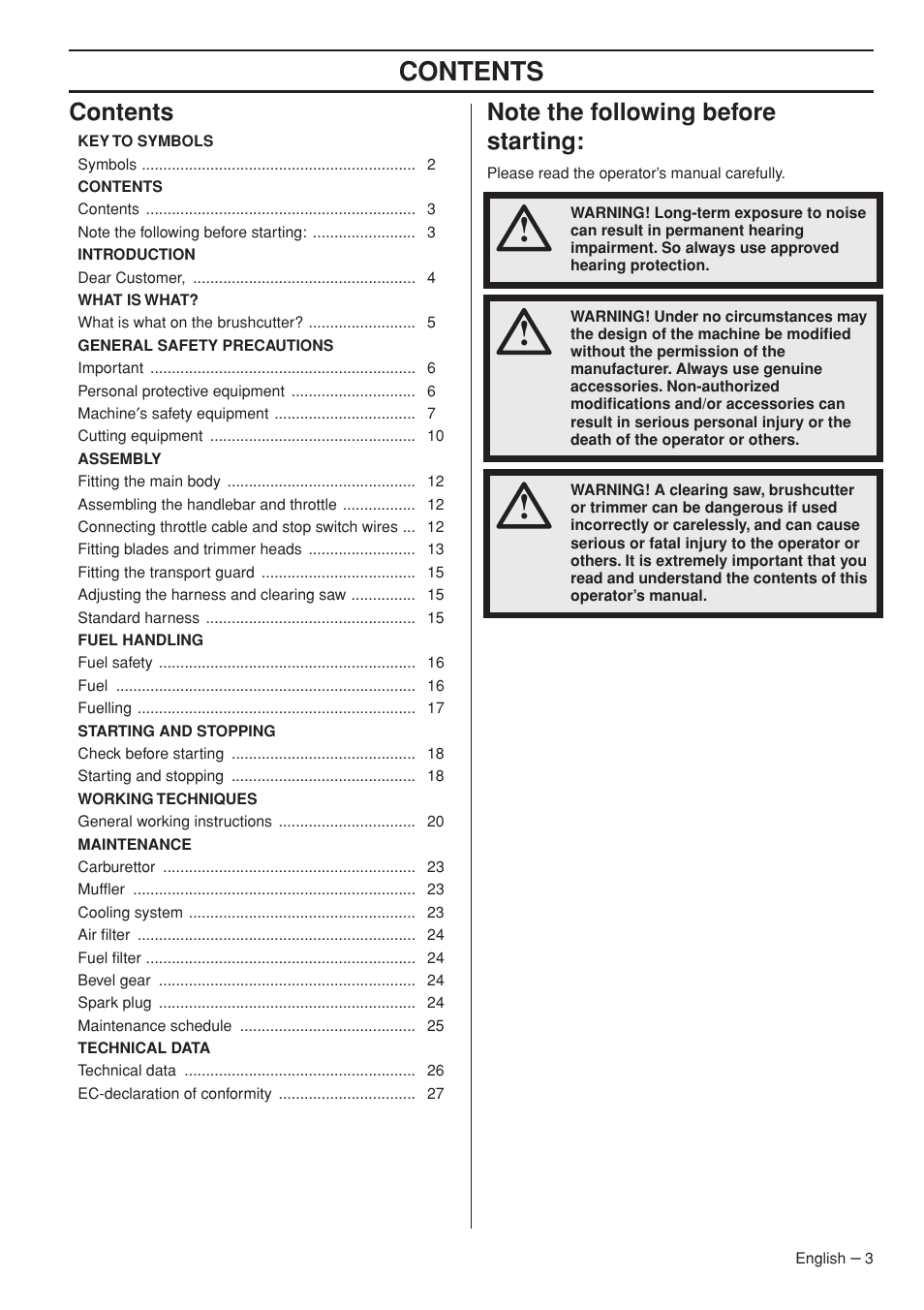 Husqvarna 143R-II User Manual | Page 3 / 36