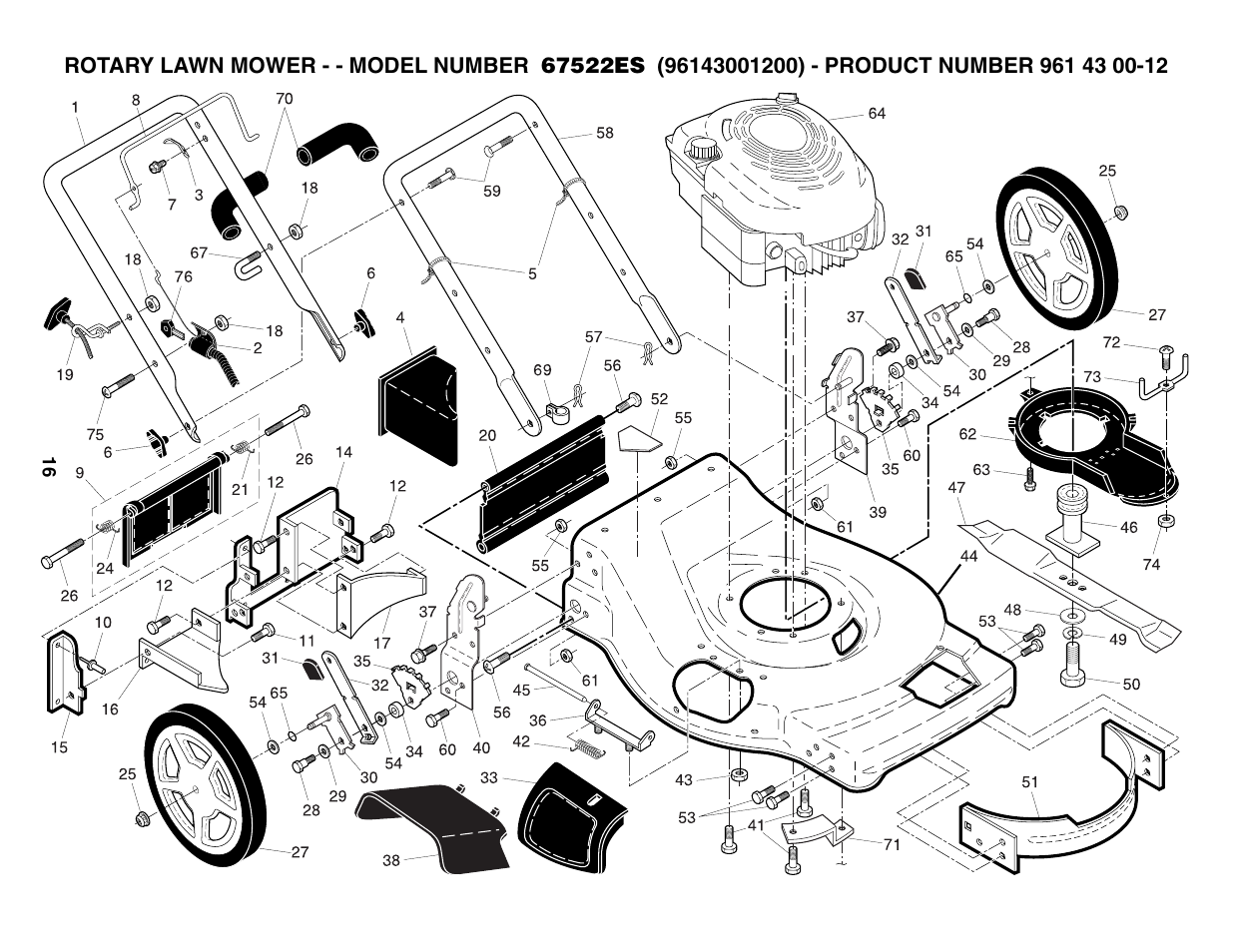 Repair parts | Husqvarna 67522ES User Manual | Page 16 / 20