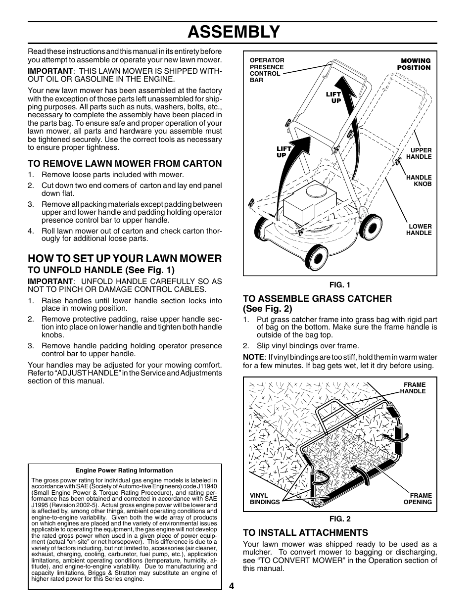 Assembly, How to set up your lawn mow er | Husqvarna 62522SH User Manual | Page 4 / 20