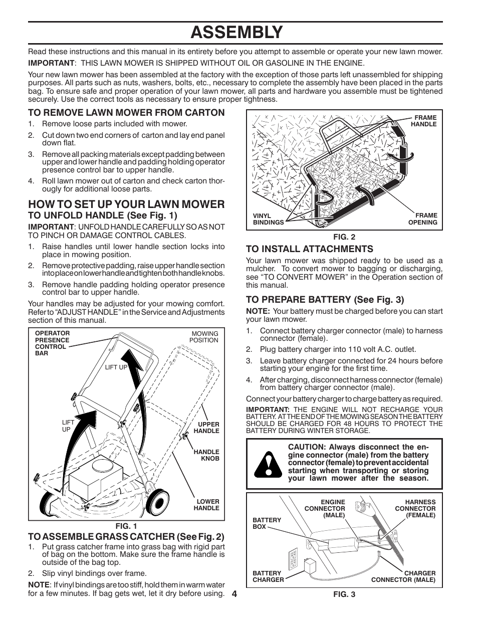 Assembly, How to set up your lawn mow er | Husqvarna 532424695 User Manual | Page 4 / 21