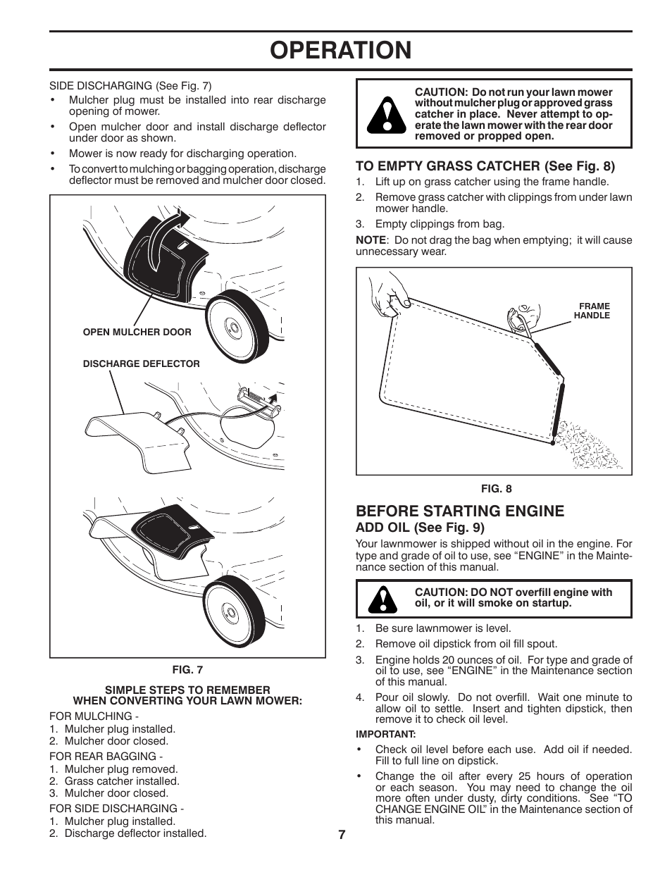Operation, Before starting engine | Husqvarna 532424695 User Manual | Page 7 / 21