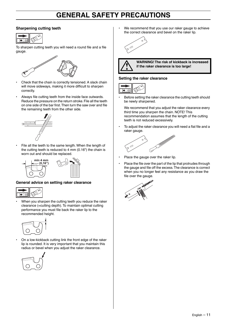 General safety precautions | Husqvarna 325P5X User Manual | Page 11 / 32