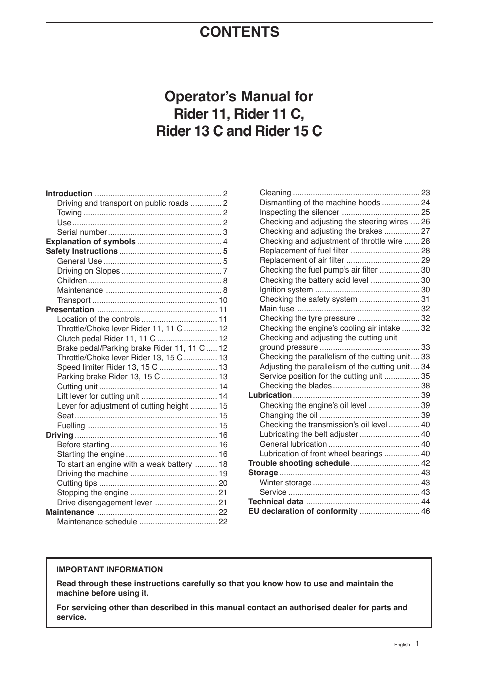 Husqvarna 11 C User Manual | Page 3 / 52