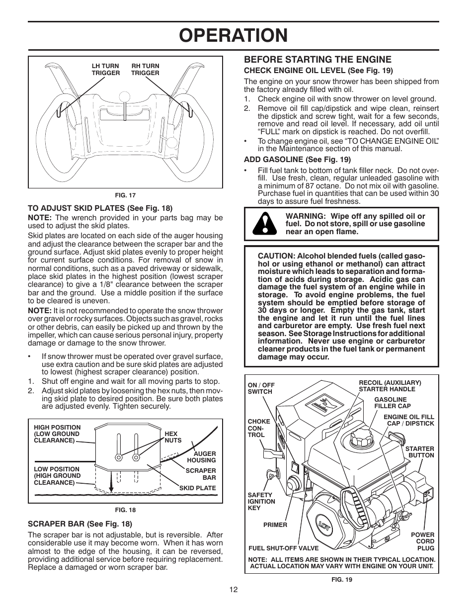 Operation, Before starting the engine | Husqvarna 96193005700 User Manual | Page 12 / 24