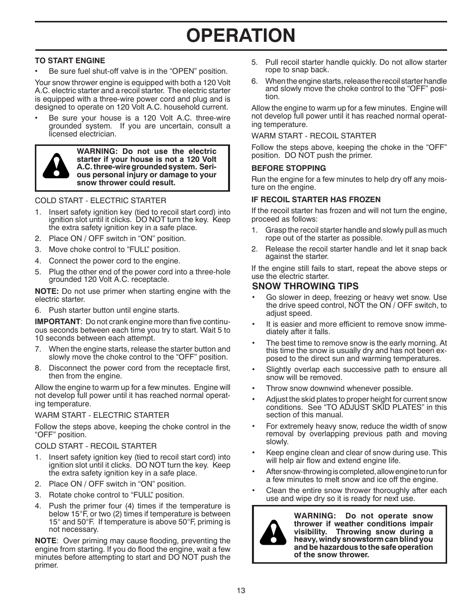 Operation | Husqvarna 96193005700 User Manual | Page 13 / 24